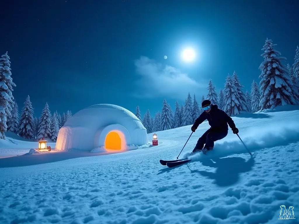 Activités à faire de nuit en station de ski : ski nocturne, motoneige de nuit ou encore nuit en igloo